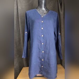 Navy Blue Button-Down Tunic